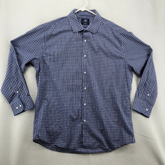 Dockers Shirt Men's Long Sleeve Casual Button Up Collared Plaid Blue Large - Picture 2 of 12